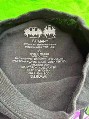 Batman Joker Graphic T-Shirt Small Black 100% Cotton